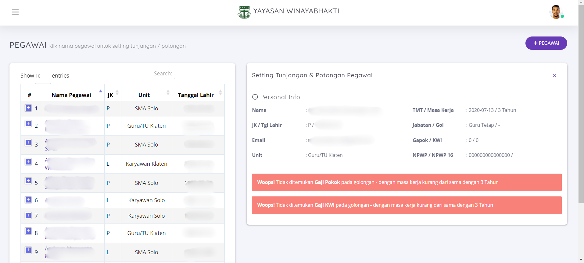 Payroll System - Yayasan Winaya Bhakti