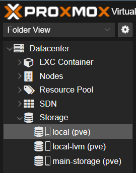 Proxmox Sidebar Folder View