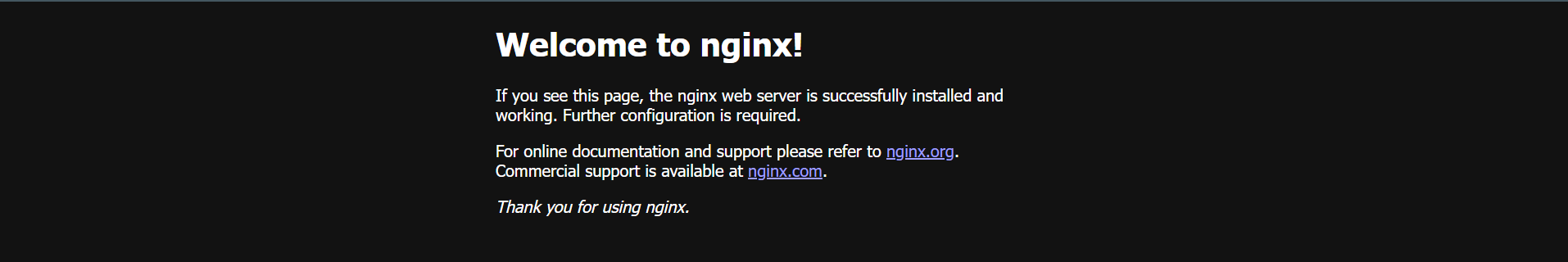 Nginx isntalation status